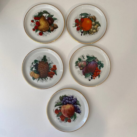 VTG Bavaria Germany Fruit Motif Dessert Plates Set of 5‎ Jaeger & Co. 4" - Picture 2 of 8